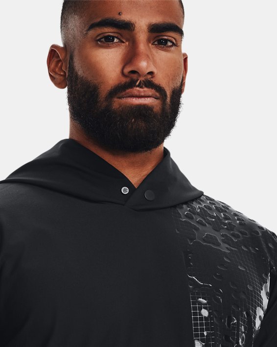 Men's Curry Hooded Golf Shirt, Black, pdpMainDesktop image number 3